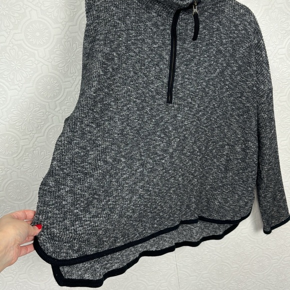 Anthropologie Saturday Sunday Oversized Quarter Zip Sweatshirt Marled Grey Gym - Picture 7 of 10